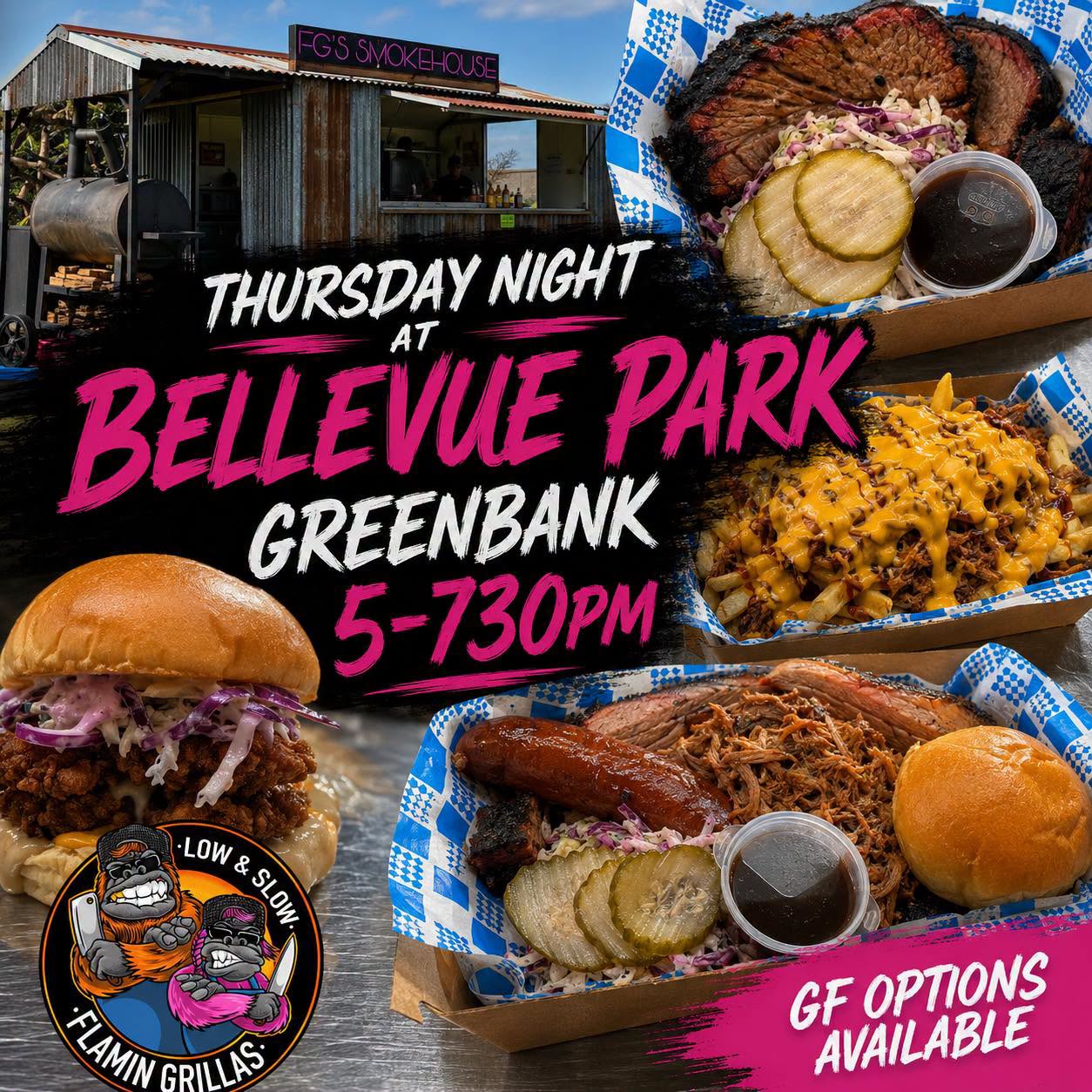 Flamin Grillas Bellevue Park Greenbank food pop-up poster